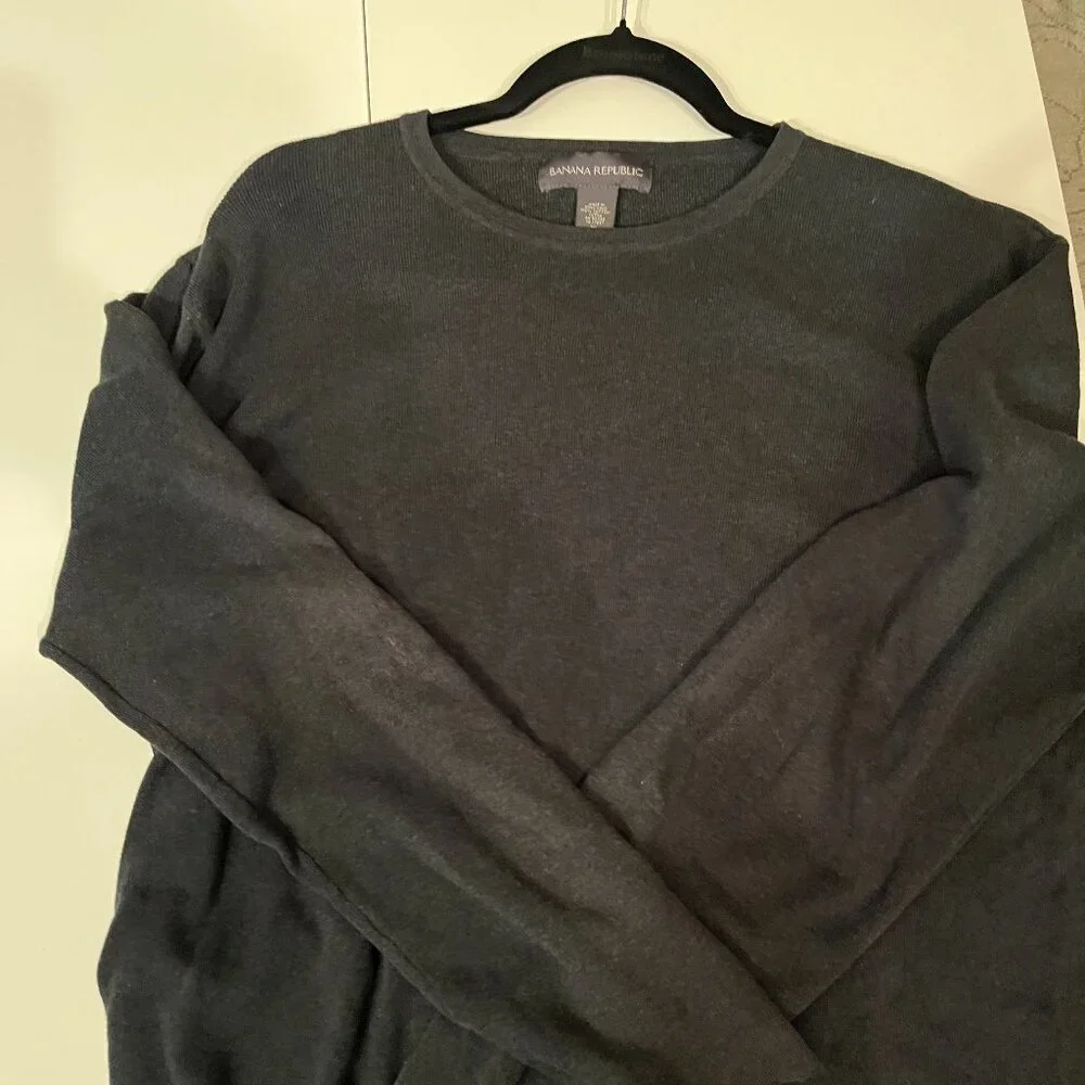 Banana Republic Mens Gray Cotton Long Sleeve Knit‎ Top XL 💗